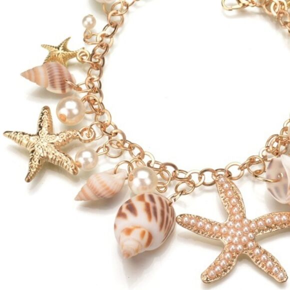 New ANTHRO seashell starfish charm beach Shell bracelet - Picture 3 of 10
